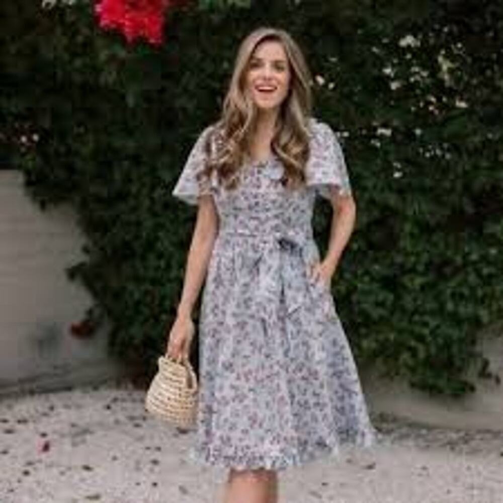 ANTHROPOLOGIE Gal Meets Glam  Marianna Floral Midi Dress Size 2 MISSING SASH